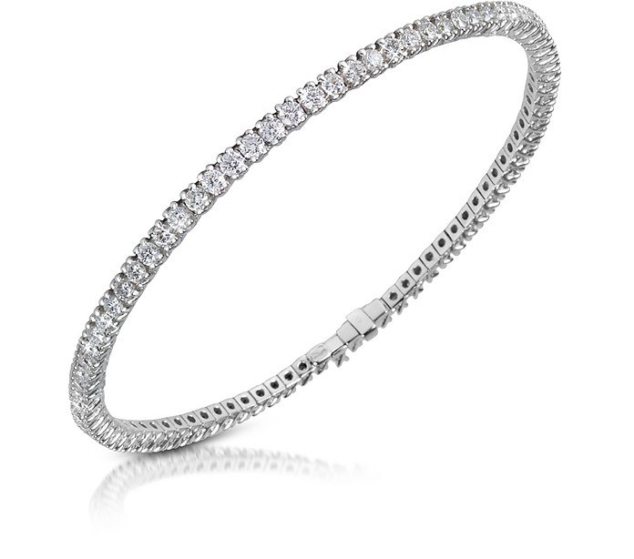 White Diamond Eternity 18K Gold Tennis Bracelet - Forzieri
