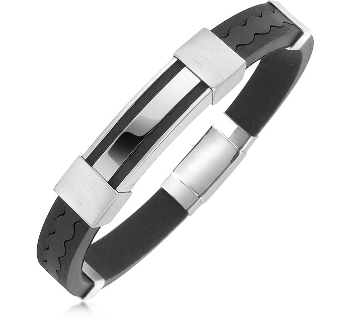 Rubber and Stainless Steel Bracelet - Forzieri