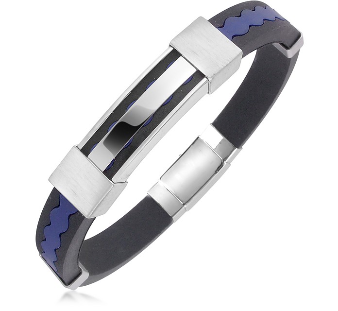 Rubber and Stainless Steel Bracelet - Forzieri