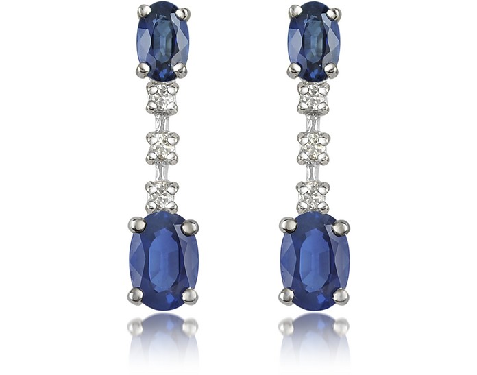 Sapphire and Diamond 18K Gold Drop Earrings - Incanto Royale