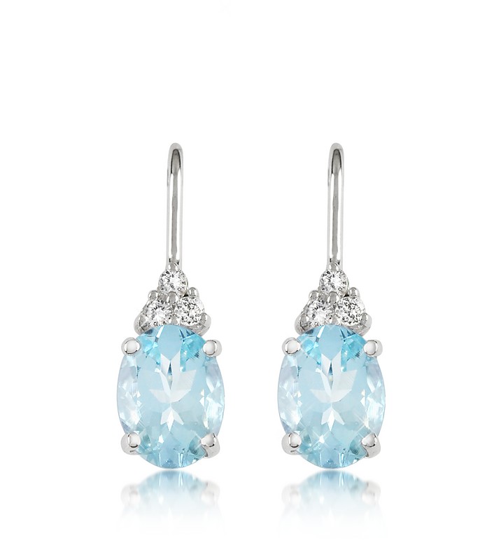 Victoria - Aquamarine and Diamond 18K Gold Earrings - Incanto Royale