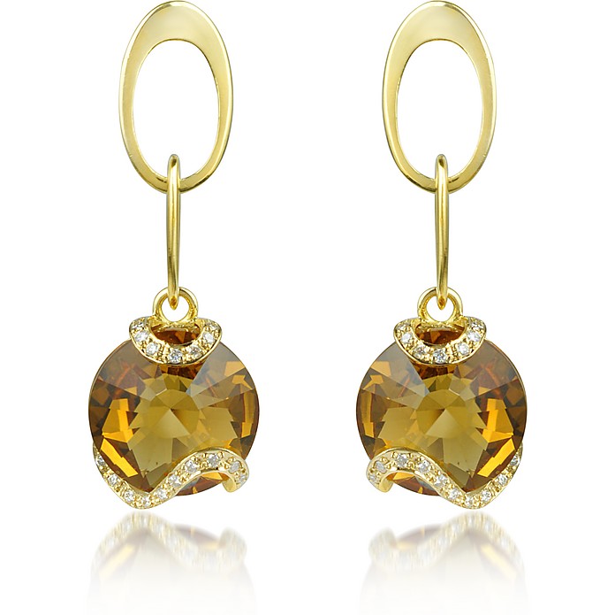 Citrine and Diamond 18K Gold Earrings - Incanto Royale