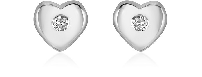 0.055 ct Diamond Heart 18K Gold Earrings - Forzieri