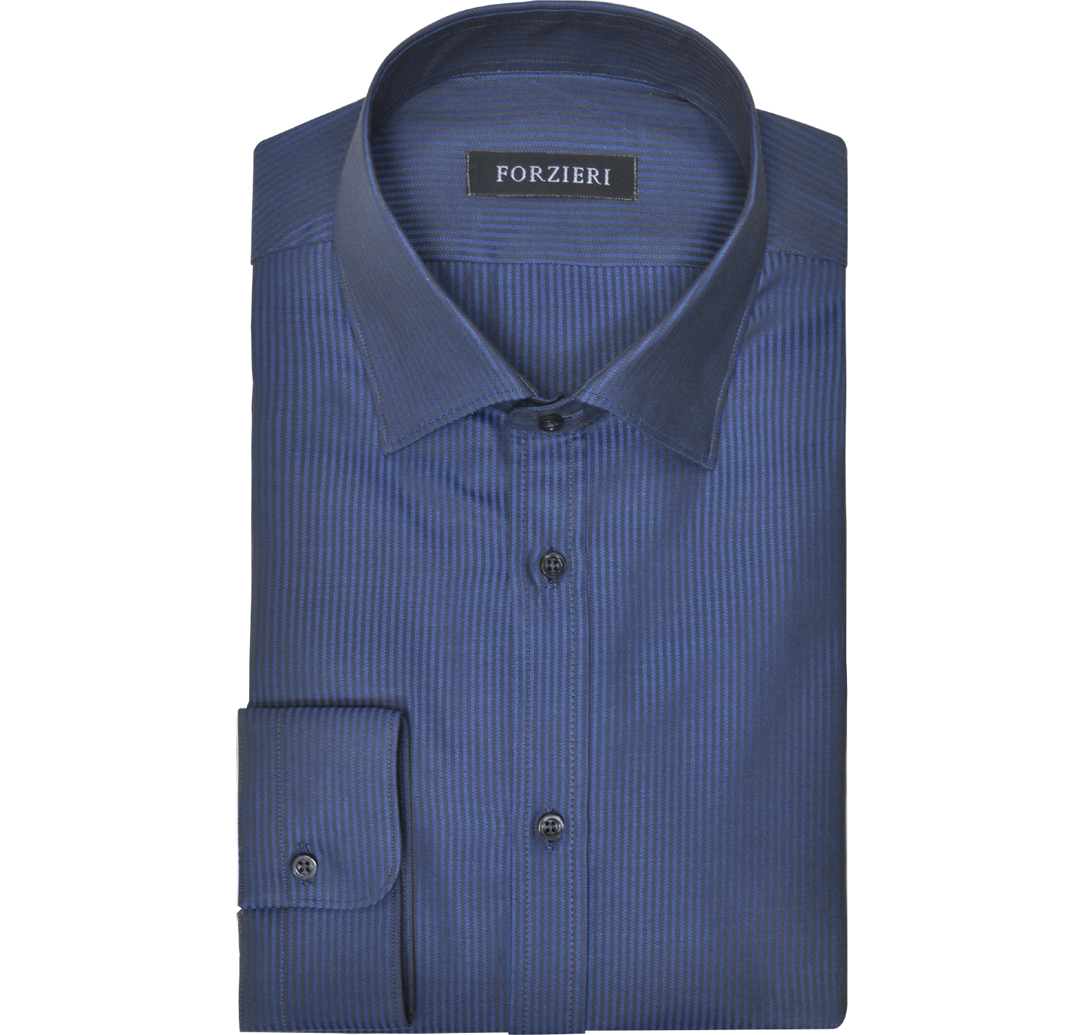 Forzieri Blue Herringbone Slim Fit Cotton Dress Shirt 17-1/2 37 at FORZIERI