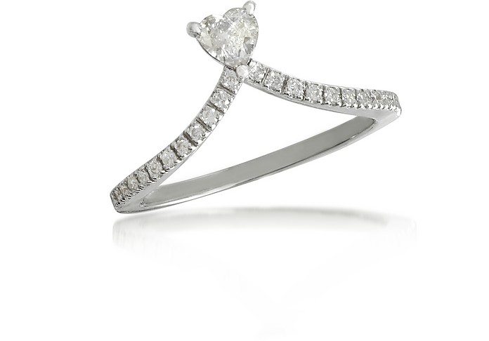Heart Diamond V-Shaped Ring - Forzieri