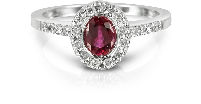 Ruby and Diamond 18K White Gold Ring - Forzieri