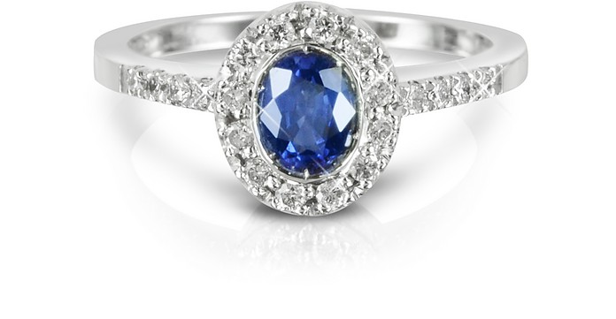 Sapphire and Diamond 18K White Gold Ring - Forzieri