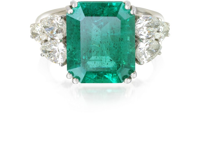 Emerald and Diamond White Gold Ring - Forzieri / tHcBG