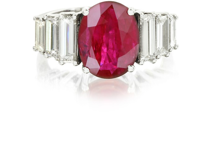 Ruby and Diamond White Gold Ring - Forzieri