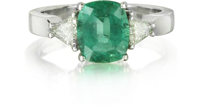 Emerald and Diamond White Gold Ring - Forzieri