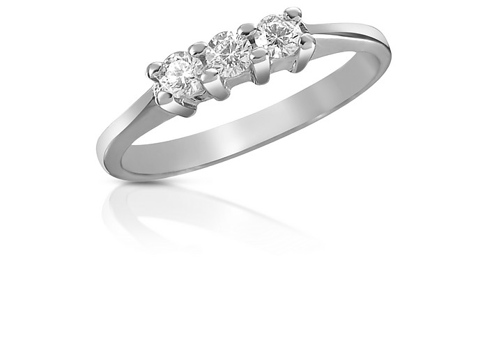 0.10 ct Three-Stone Diamond 18K Gold Ring - Forzieri