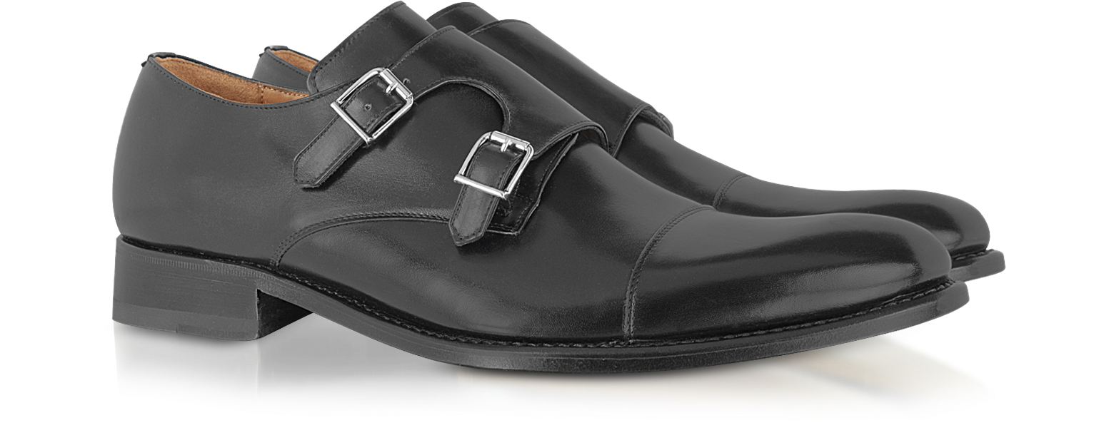 mens black leather monk shoes