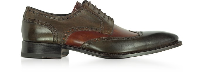 Two-Tone Italian Handcrafted Leather Wingtip Oxford Shoes - Forzieri