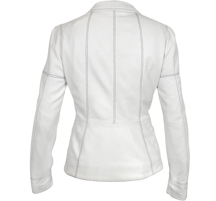 Forzieri White Soft Calf Leather Button Jacket 12 (USA) - 48 (IT) at ...