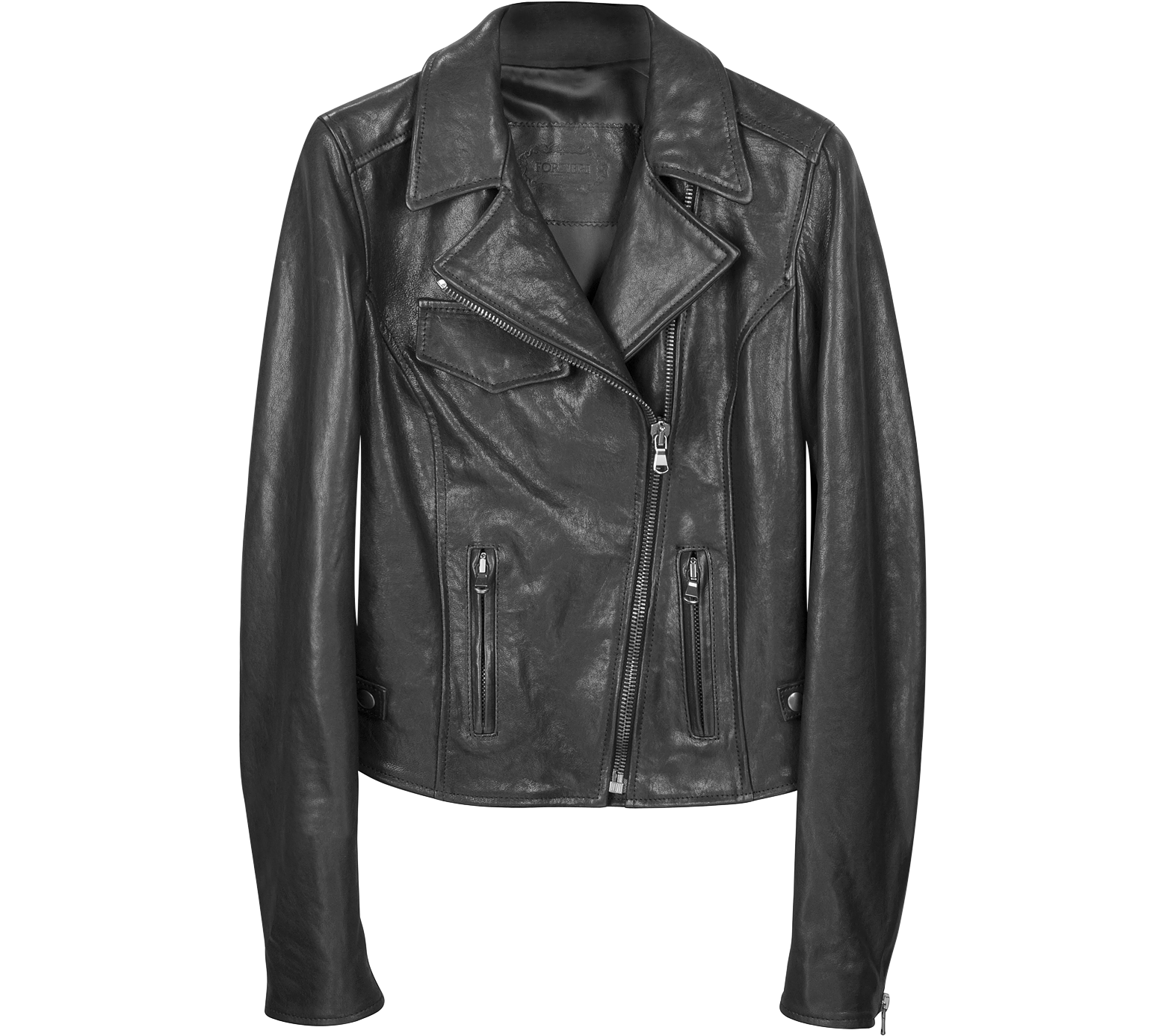 Forzieri Black Leather Motocycle Jacket 6 (USA) - 42 (IT) at FORZIERI