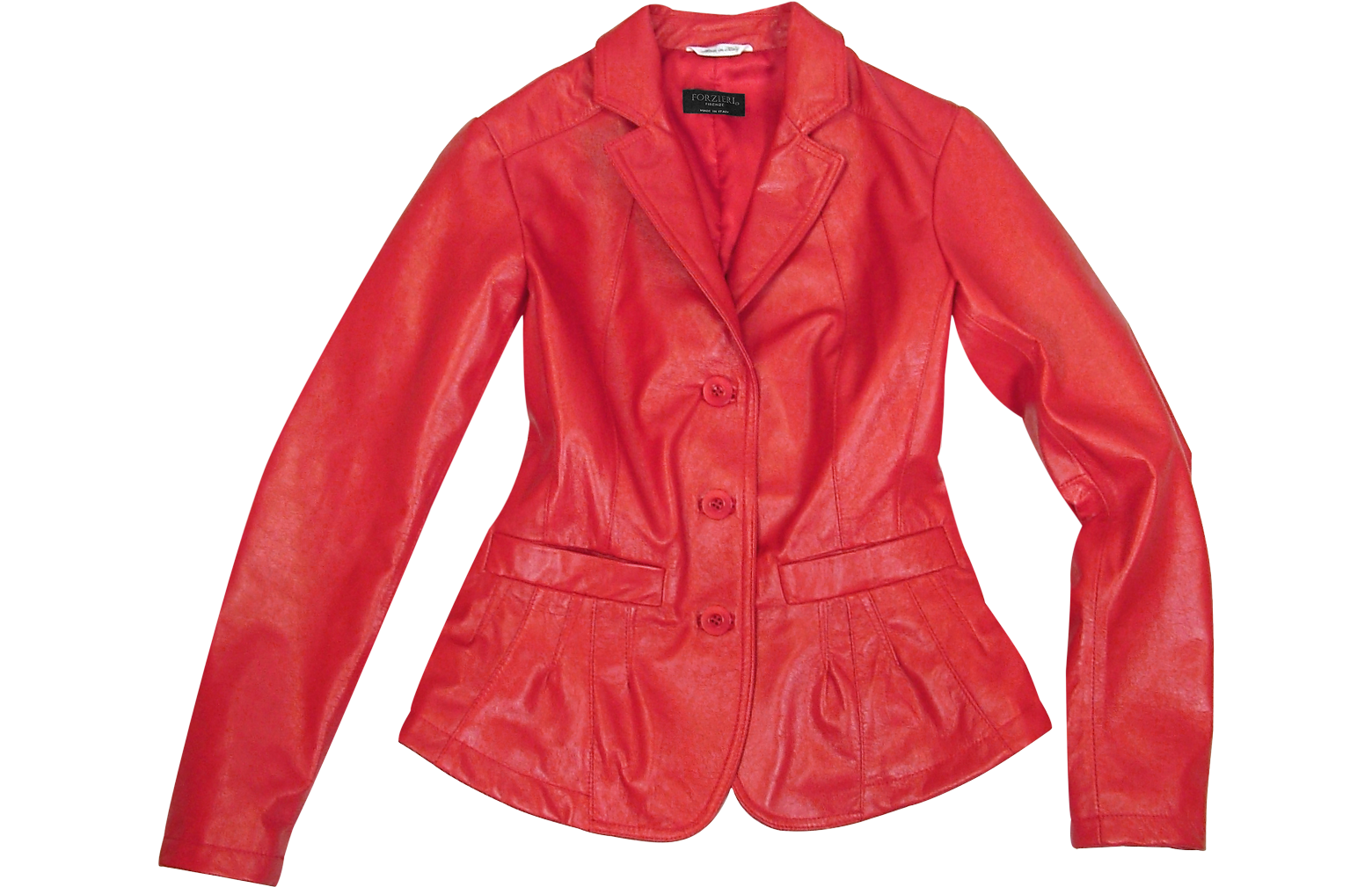 Forzieri Women's Red Fitted Leather Jacket 4 (USA) - 40 (IT) at FORZIERI