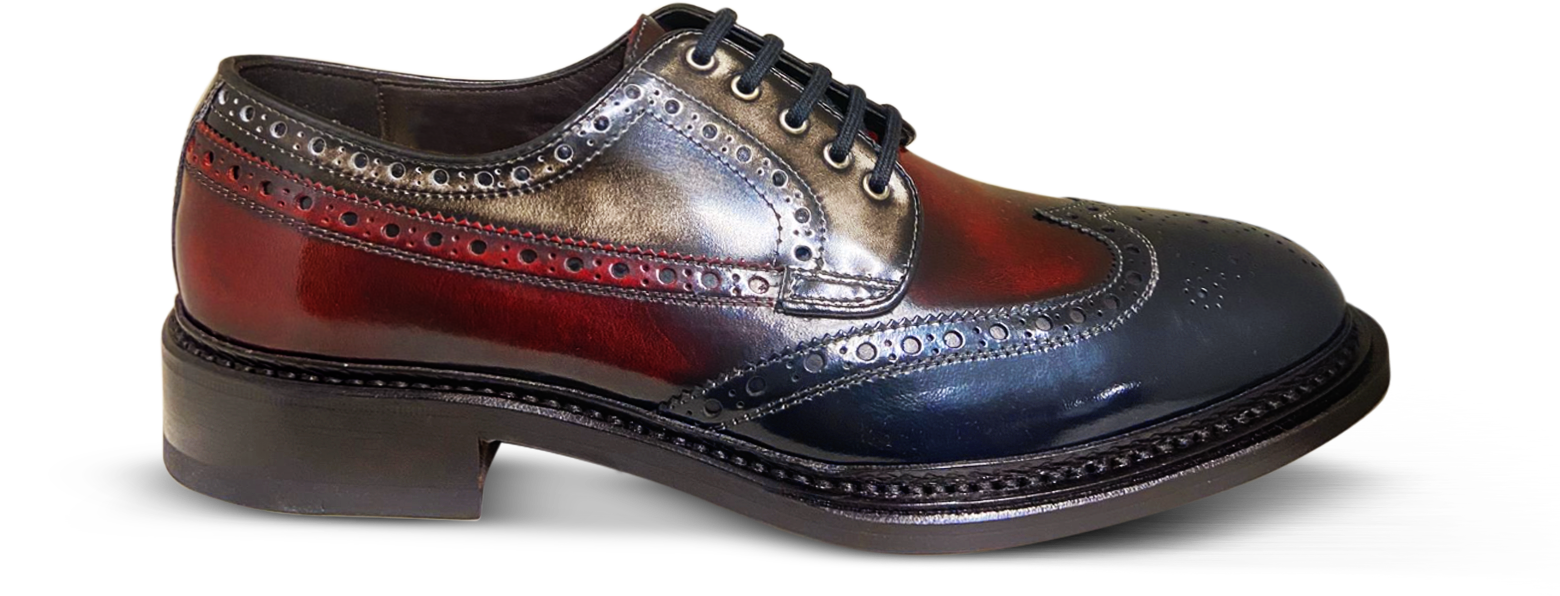 Forzieri Red, White and Blue Leather Wingtip Derby Shoes 10 (10.5 US, 10  UK