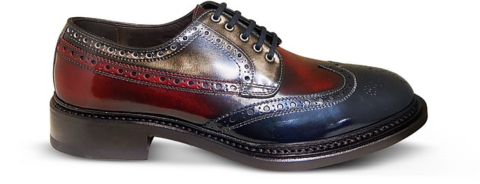 Forzieri Red, White and Blue Leather Wingtip Derby Shoes 11 (11.5