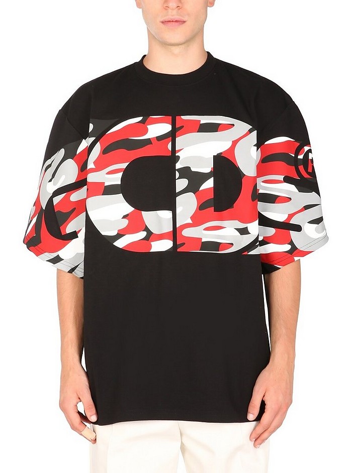 Camouflage Logo Print T-Shirt - GCDS