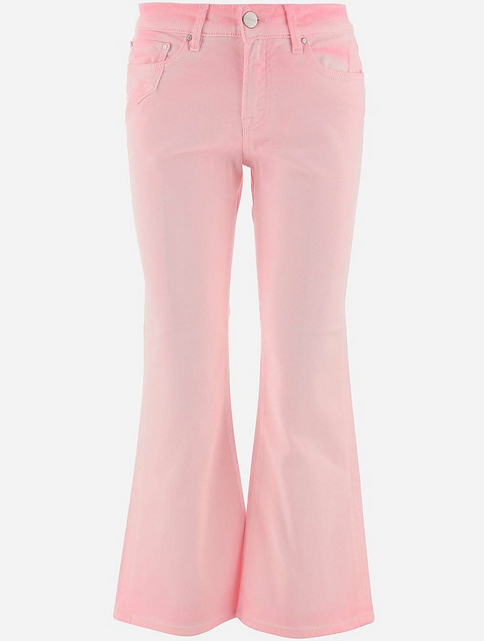 Pink Cotton Denim Women's Flared Jeans - Gems