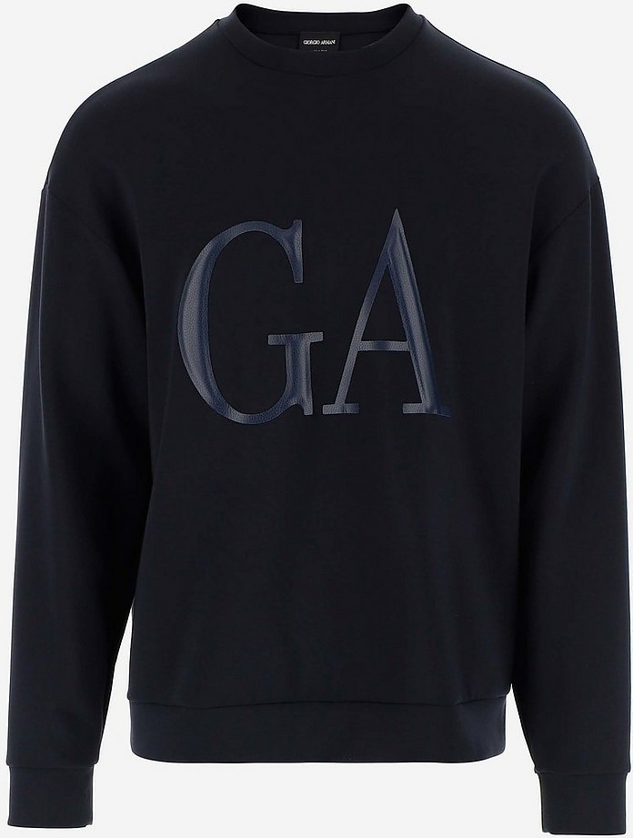 GA Leather Signature Stretch Jersey Men's Sweatshirt - Giorgio Armani