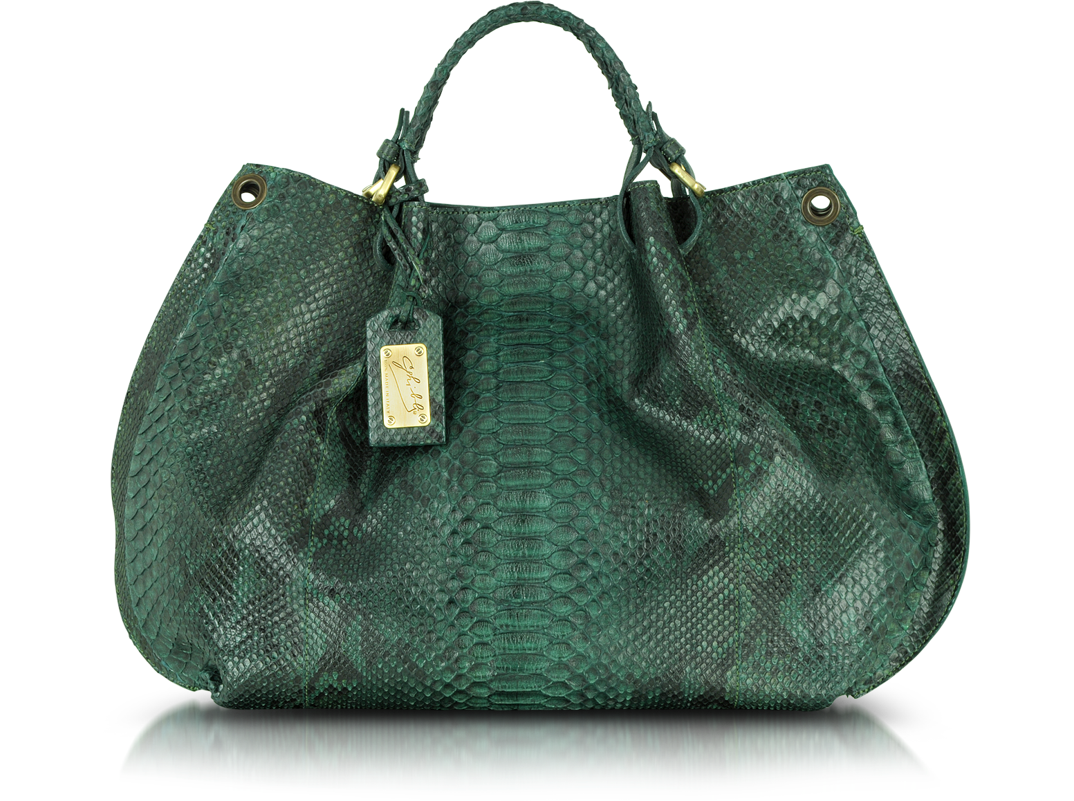 Ghibli Green Python Leather Tote at FORZIERI