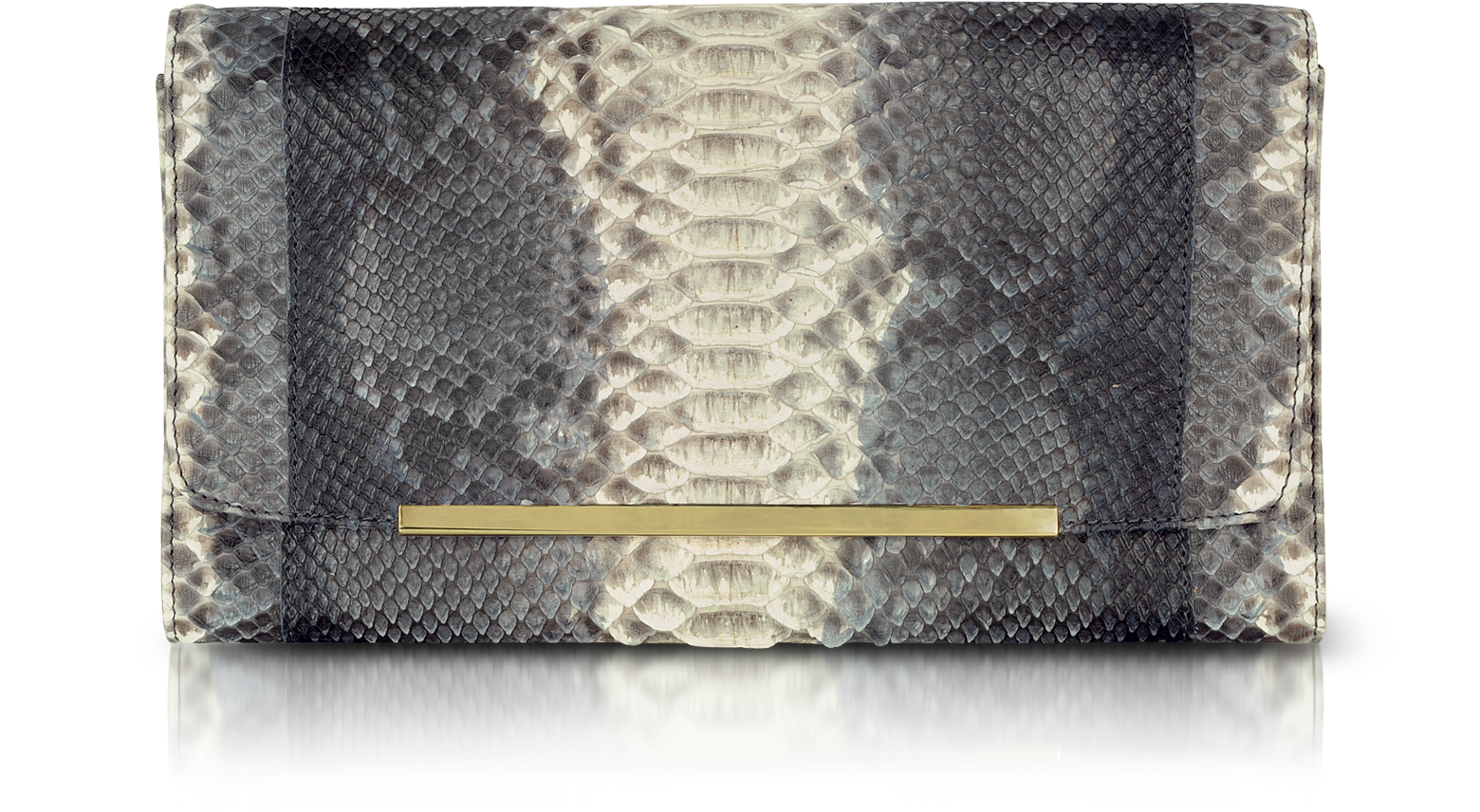Ghibli Reversible Gray and Black Python Clutch at FORZIERI