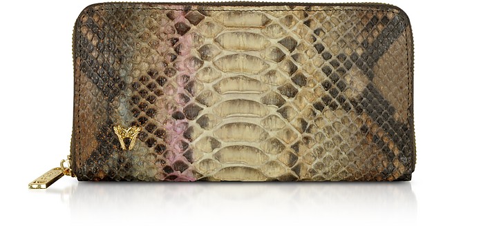 Glitter Python Leather Continental Wallet - Ghibli