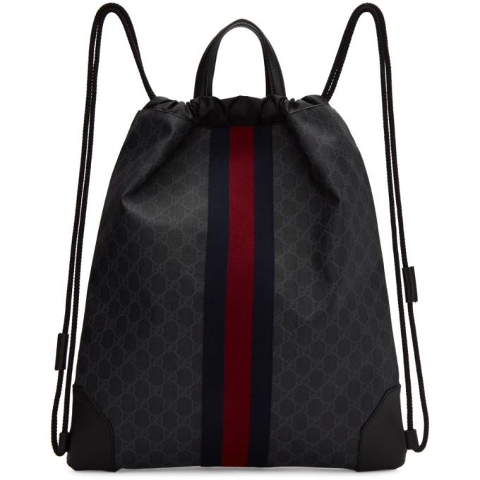 Gucci Black GG Supreme Zaino Backpack 