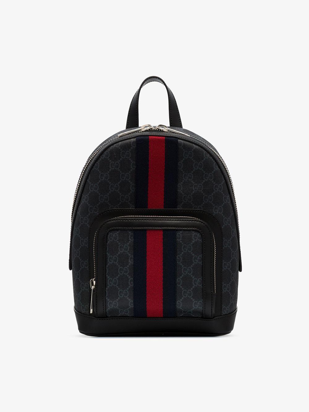 Gucci Black Logo Web stripe backpack at 
