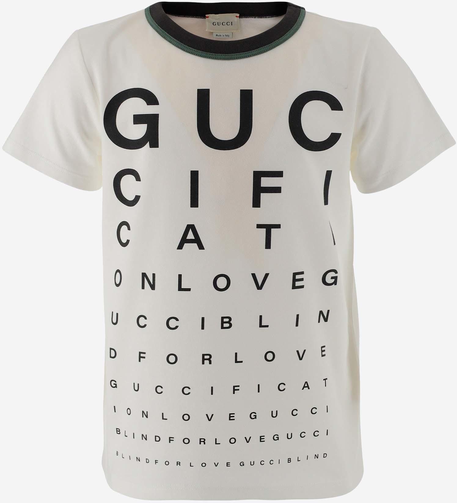 Gucci White Cotton Guccification Boy's T-shirt 10 at FORZIERI