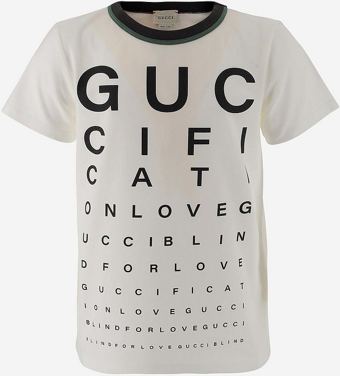 White Cotton Guccification Boy's T-shirt - Gucci