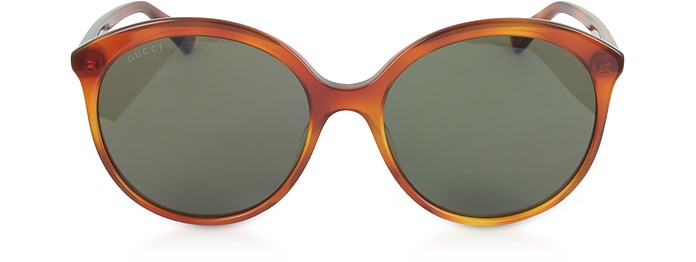 GG0257S Specialized Fit Round-frame Havana Brown Acetate Sunglasses - Gucci
