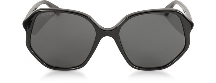 GG0258S Geometric-frame Black Acetate Sunglasses - Gucci
