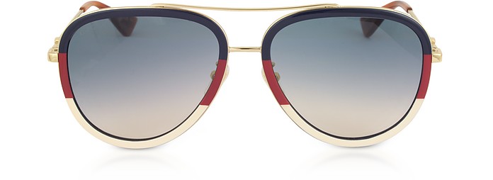 GG0062S Aviator Gold Metal Sunglasses - Gucci