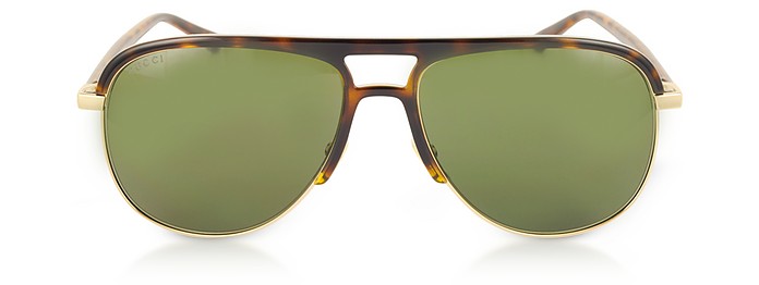 GG0292S Metal and Acetate Frame Aviator Sunglasses - Gucci