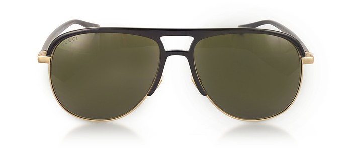 GG0292S Metal and Acetate Frame Aviator Sunglasses - Gucci