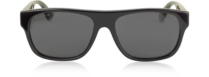 Gucci / グッチ ブラック / グレイ GG0341S Rectangular-frame Acetate Sunglasses