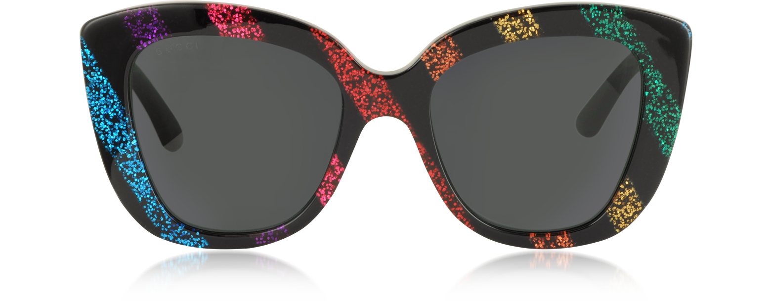 Svække fysisk Tak for din hjælp Gucci Multicolor Oversized Rectangular-frame Acetate Sunglasses at FORZIERI