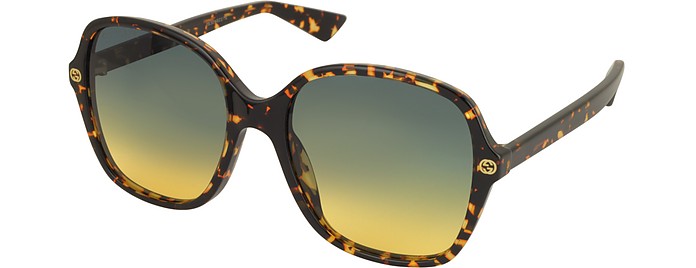Gucci Havana/Gradient Grey Squared-frame Acetate Sunglasses at FORZIERI