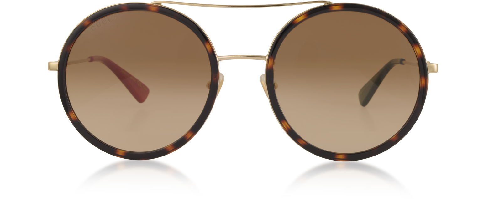 gucci round frame metal sunglasses