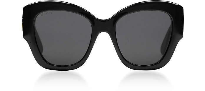 Black Cat Eye Women's Sunglasses w/Quilted Effect Temples - Gucci