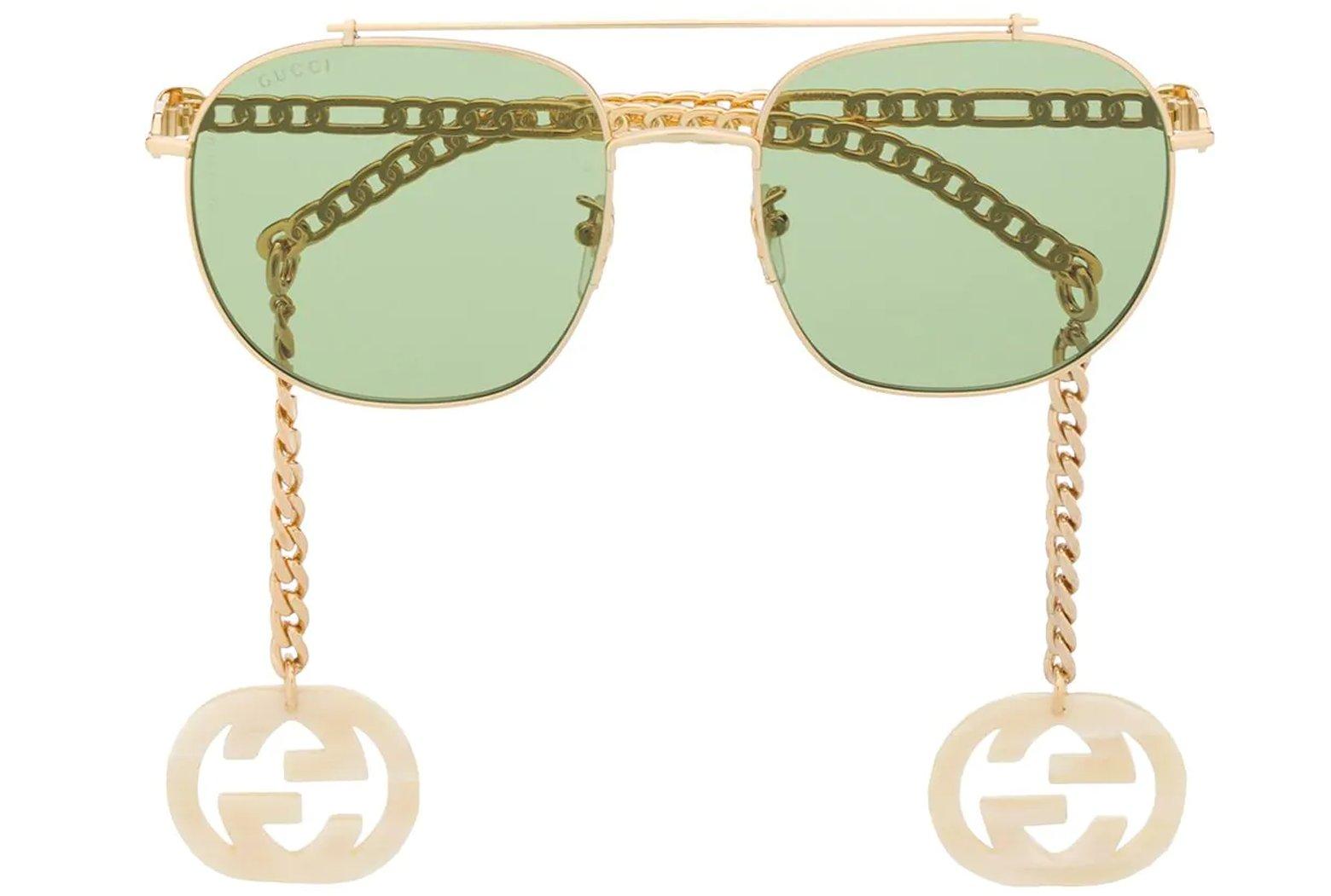 Gucci Sunglasses Women's GG1033S 003 Gold Necklace Chain 57-21-145