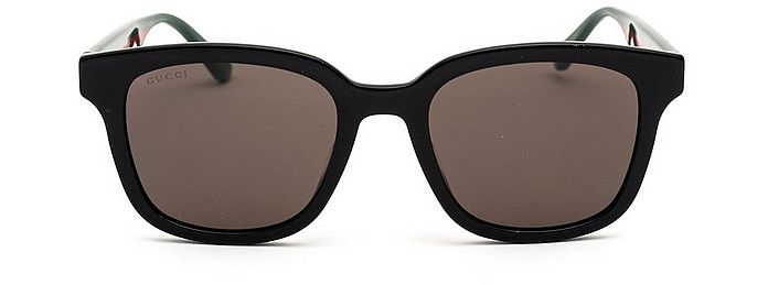 Black/Web Acetate Square Frame Men's Sunglasses - Gucci