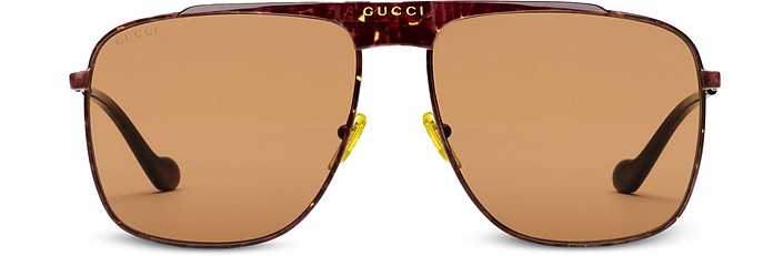Metal Frame Aviator Men's Sunglasses - Gucci