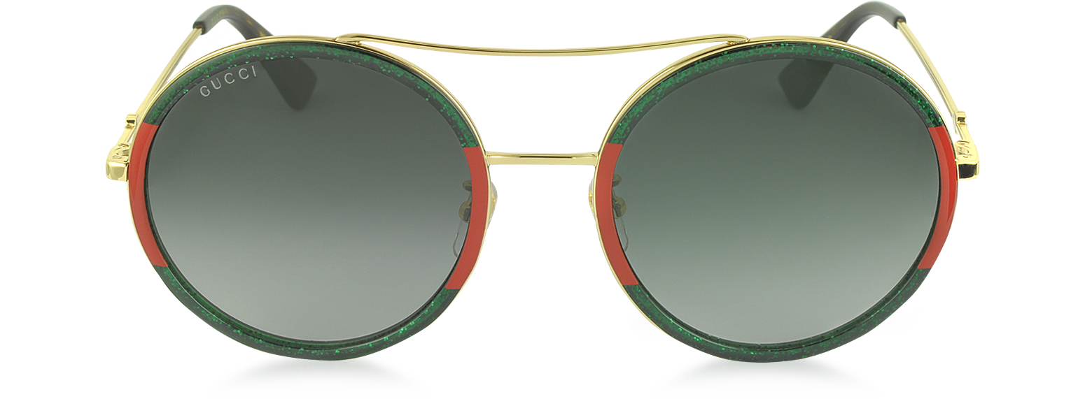 gucci round sunglasses green and red