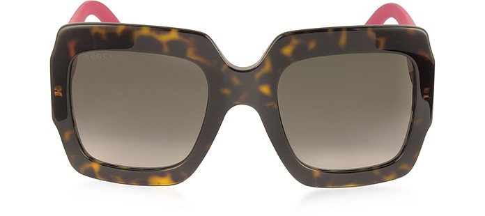 GG0053S Optyl Square Women's Sunglasses w/Glitter Temples - Gucci / Ob`