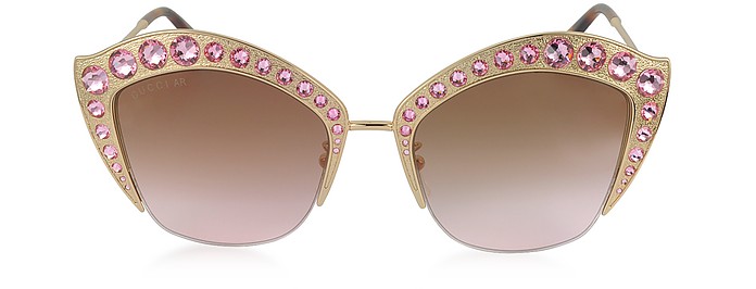 GG0114S Metal Cat Eye Women's Sunglasses w/Crystals - Gucci / Ob`