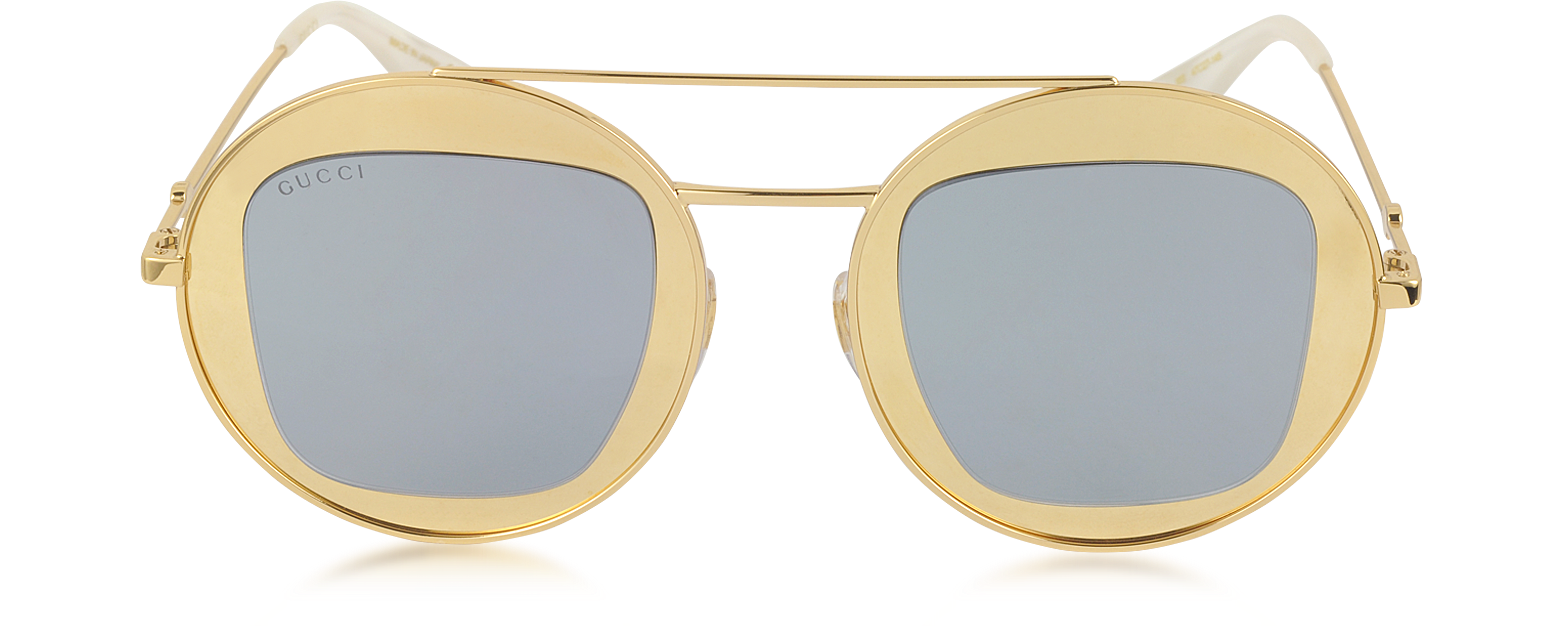 gucci gold round sunglasses