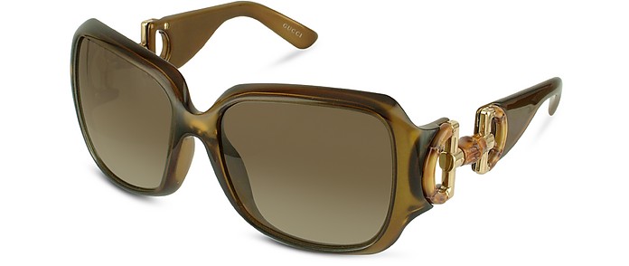 Bamboo Horsebit Temple Sunglasses - Gucci